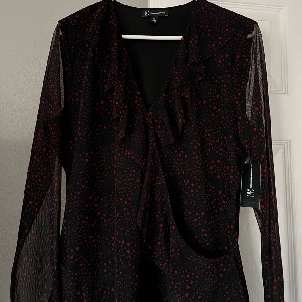 INC International Concepts Black and Red Blouse